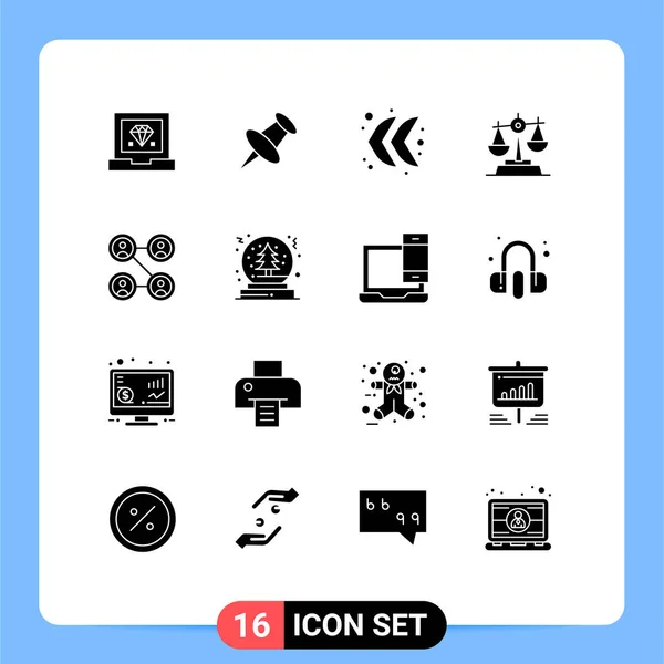 User Interface Solid Glyph Pack Modern Signs Symbols Christmas Friends — Stockový vektor
