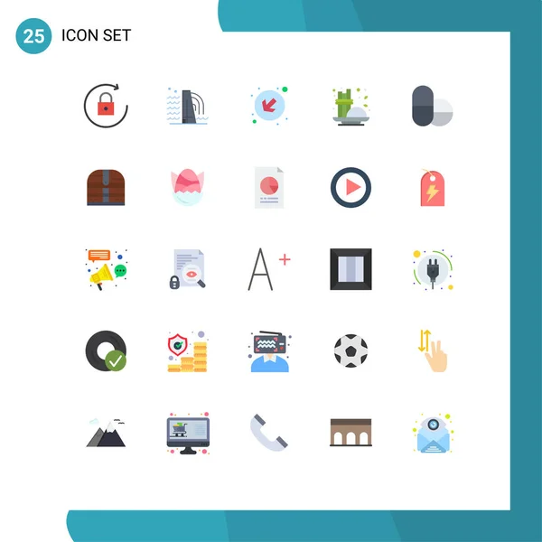 25种基本平面色彩的用户界面包 包括钱 调料可编辑矢量设计元素 — 图库矢量图片