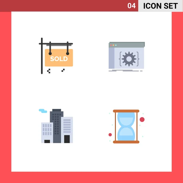 Vector Flat Icons Grid Board Building Real Estate Coding Office — 스톡 벡터