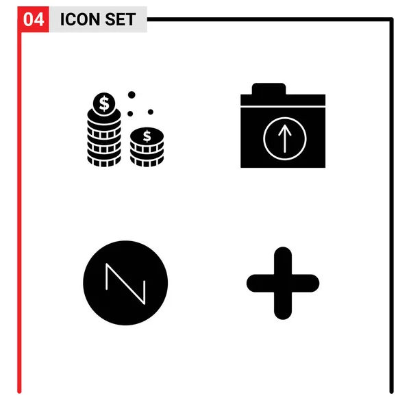 Creative Icons Modern Signs Symbols Coins Sound Cash Folder Add — Stock Vector