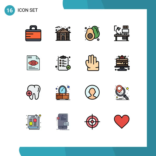 Set Modern Ikonok Szimbólumok Jelek Szöveg Tervező Gyümölcs Számítógép Tervező — Stock Vector