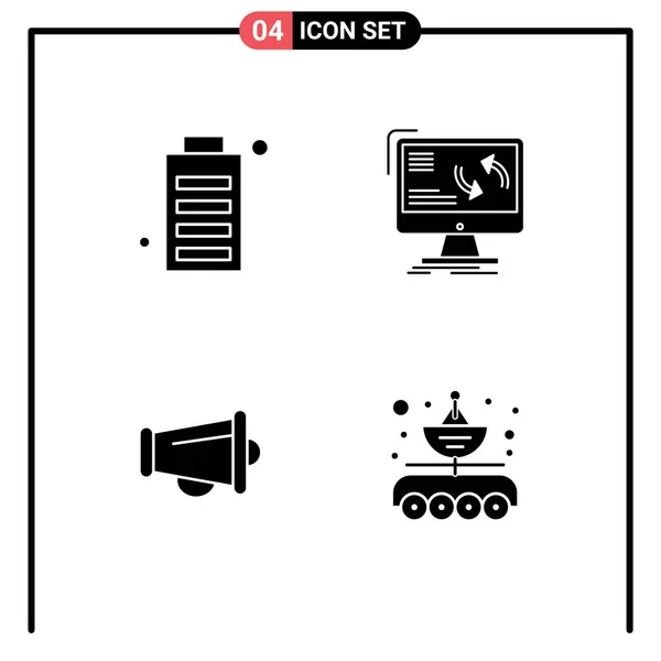 Set Von Modernen Symbolen Symbole Zeichen Für Akku Computer Voll — Stockvektor