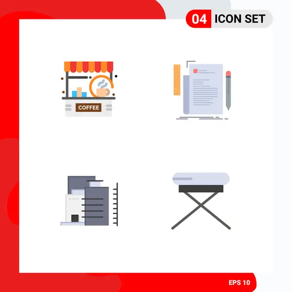 Interfaz Móvil Icono Plano Conjunto Pictogramas Barra Script Contador Codificación — Vector de stock