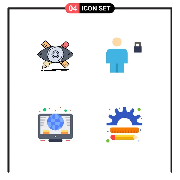 Pictogram Set Simple Flat Icons Design Punlock Sketch Body Global — 스톡 벡터