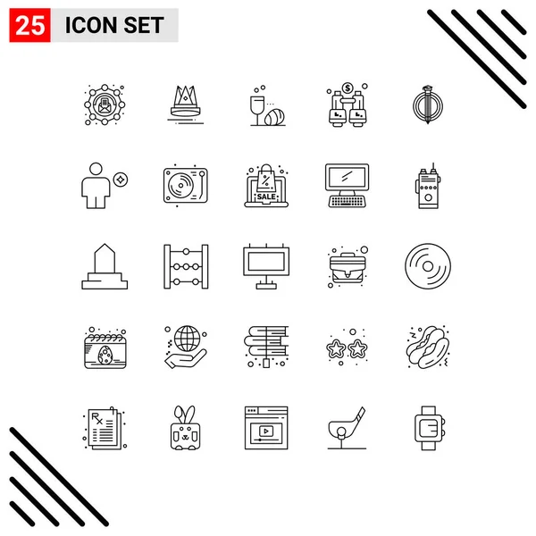 25行符号和符号的库存向量包 用于度 双目可编辑向量设计元素 — 图库矢量图片