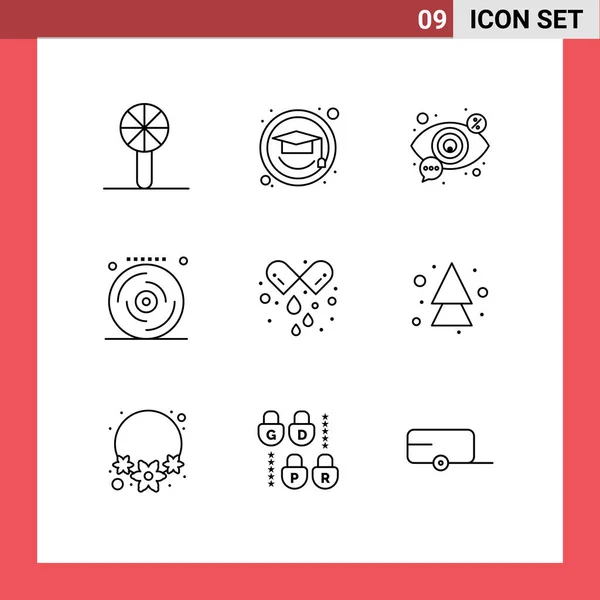 Креативных Иконок Современные Знаки Символы Капсулы Музыки Глаз Праздника Видения — стоковый вектор