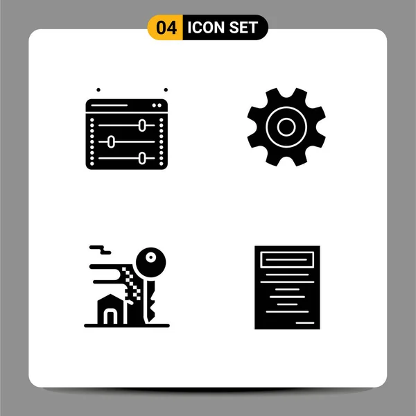 Stock Vector Icon Pack Line Signs Symbols Equalizer Key Web — Stockový vektor