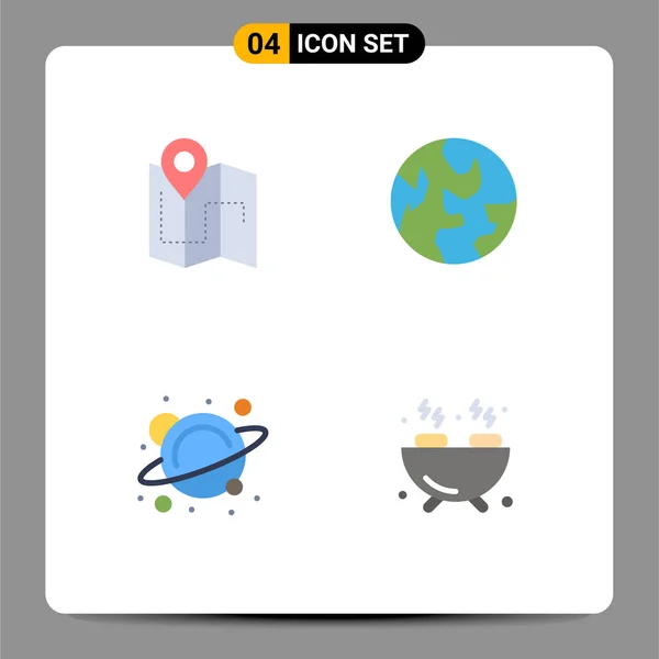 Universal Flat Icon Signs Symbols Map School Track Planet Space — Stock Vector