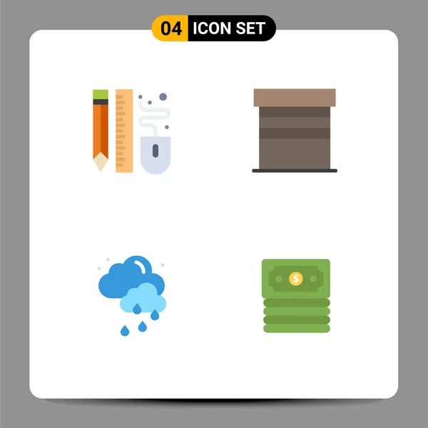 Pictogram Set Simple Flat Icons Draw Cloud Pencil Building Weather — 스톡 벡터