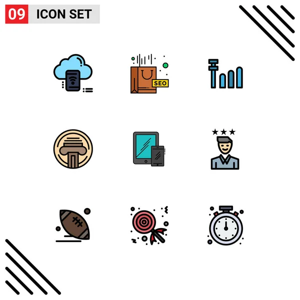 Set Modern Icons Symbols Signs Mobile Smartphone Seo Package Writer — Stock Vector