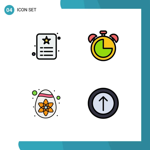 カード アイデンティティ クロック 卵のための4つの商用ファイルラインフラットカラーパックのセット編集可能なベクトルデザイン要素 — ストックベクタ