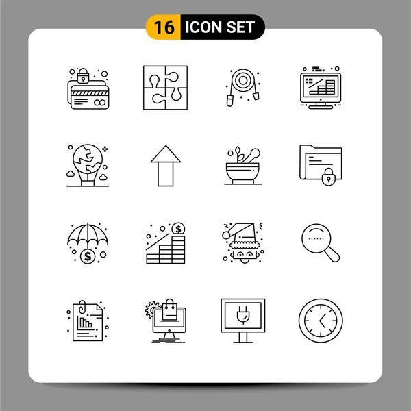 Set Modern Icons Symbols Signs Growth Coins Solution Business Plumber — Stock Vector
