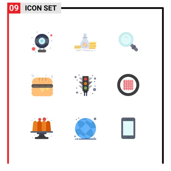 Креативных Иконок Современные Знаки Светофоры Город Находка Бургер Фастфуд Стол — стоковый вектор