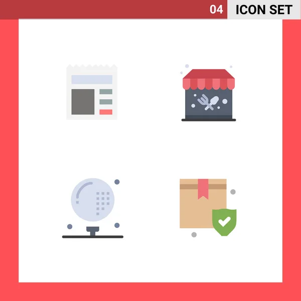 Ligne Vectorielle Modifiable Paquet Simples Icônes Plates Document Balle Banque — Image vectorielle