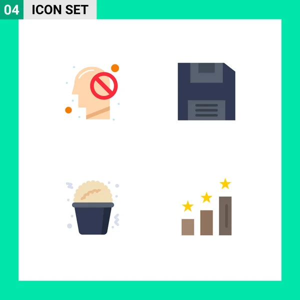 Mobile Interface Flat Icon Set Pictograms Human Food Forbidden Analysis — Stock Vector