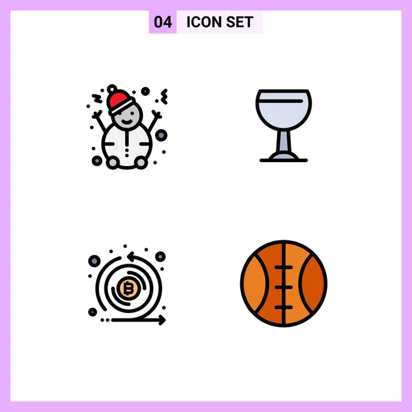 Mobile Interface Filledline Flat Color Set Pictograms Man Token Glass — Stock Vector