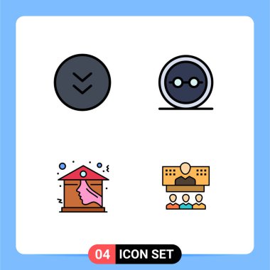 Oklar, ev, indirme, inek, gayrimenkul Düzenlenebilir Vektör Tasarım Elemanları için 4 Vektör Dosyasının Izgaradaki Düz Renkleri