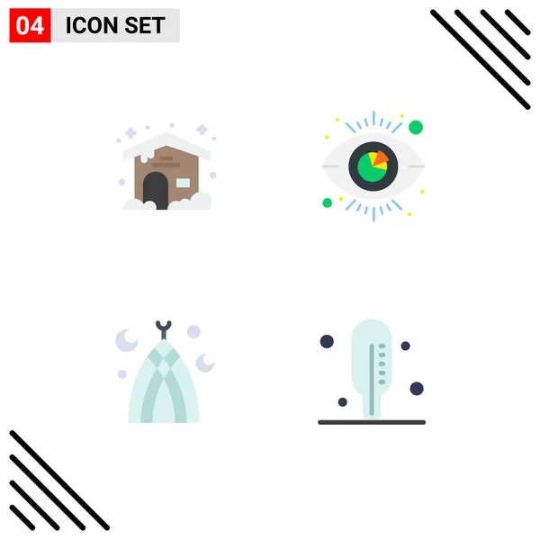 Set Vector Flat Icons Grid Home Mosque Eye Analytics Medical — Stock Vector