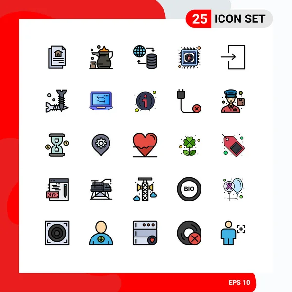 Set Modern Icons Symbols Signs Enter Information Hosting Data Antivirus — Stock Vector