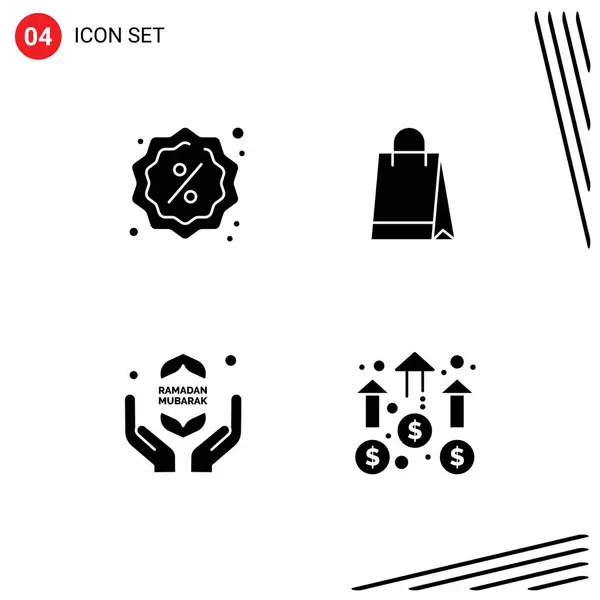 Mobile Interface Solid Glyph Set Pictograms Badge Fast Shopping Shopping — Stock Vector