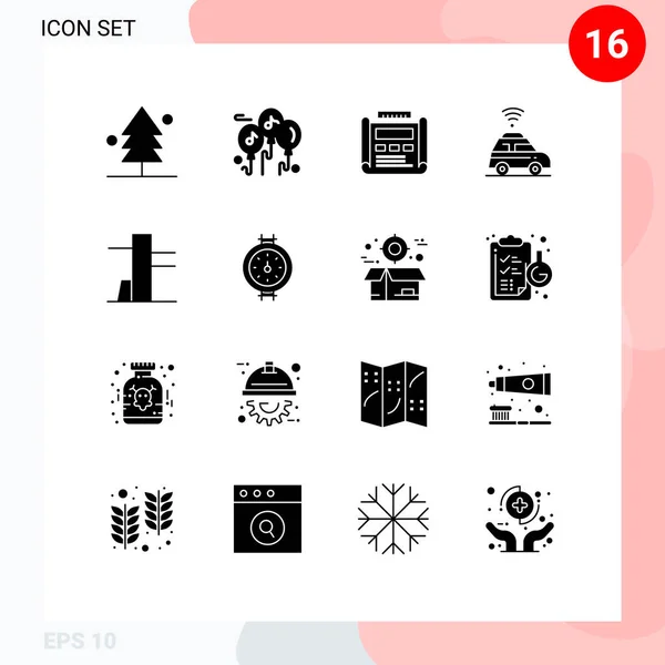 Set Modern Icons Symbols Signs Meter Tools Utensils Design Map — Stock Vector