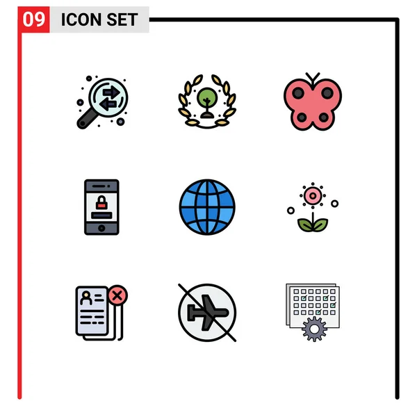Set Iconos Interfaz Usuario Moderna Signos Símbolos Para Globo Tecnología — Archivo Imágenes Vectoriales