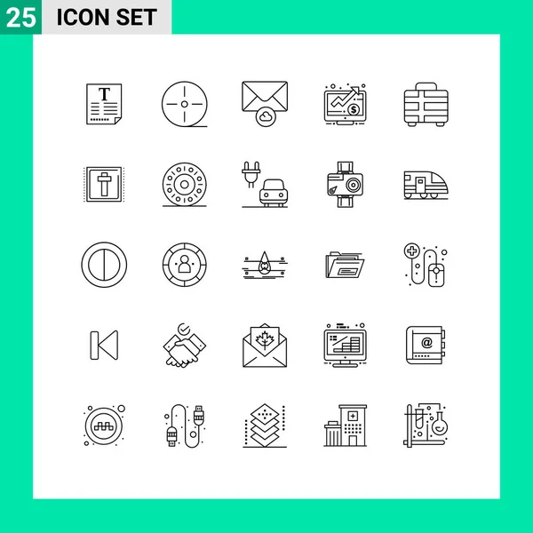 User Interface Line Pack Modern Signs Symbols Transport Beach Cloud — Vetor de Stock