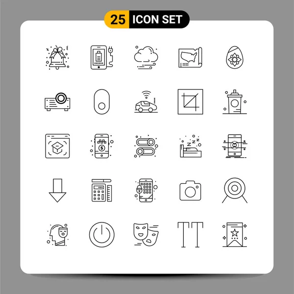 Stock Vector Icon Pack Znaki Symbole Linii Dla Jaj Wielkanoc — Wektor stockowy