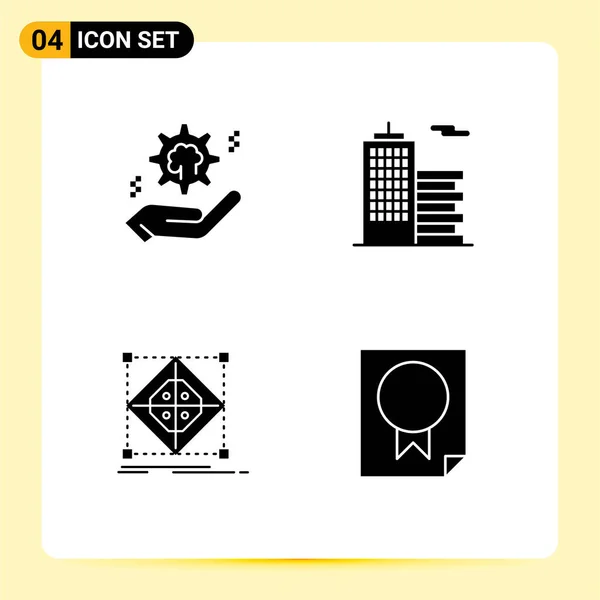 Mobile Interface Solid Glyph Set Pictograms Setting Architecture Brain Business — 스톡 벡터