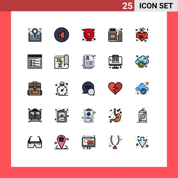 Set Modern Icons Symbols Signs Heart Savings Shield Money Currency — Stock Vector
