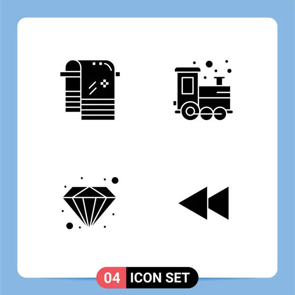Mobile Interface Solid Glyph Set Pictograms Bath Premium Wiping Train — Stock Vector