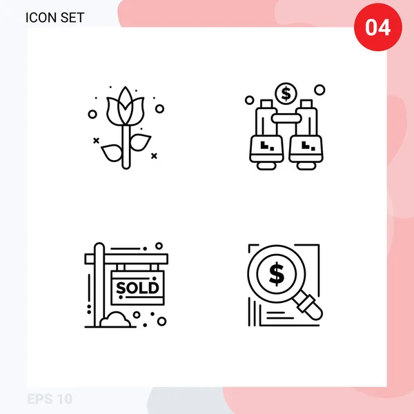 Set Modern Icons Symbols Signs Decoration Property Plant Find Income — Stock Vector