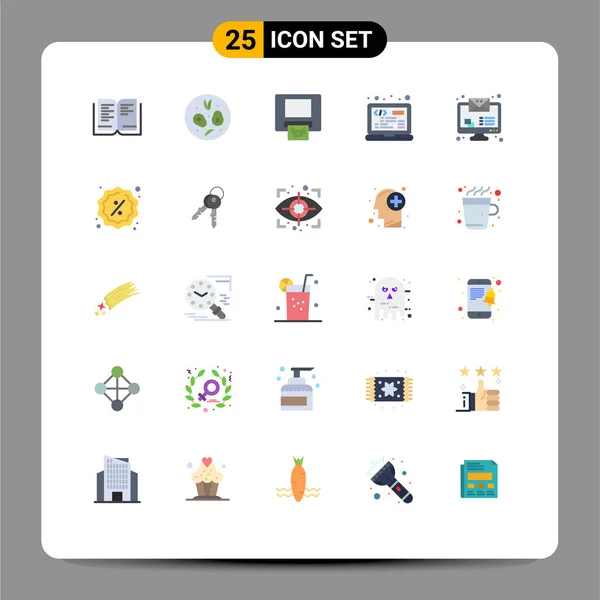 Conjunto Iconos Interfaz Usuario Moderna Signos Reducción Monitor Correo Electrónico — Vector de stock