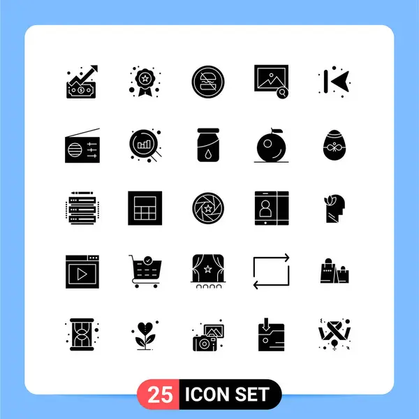 Set Commercial Solid Glyphs Pack Forward Search Ban Photo Fast — Stock Vector