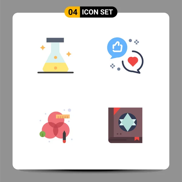 Modern Set Flat Icons Symbols Flask Process Advertising Love Design — Stock Vector