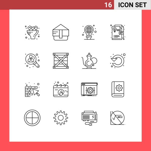 Stock Vector Icon Pack Line Signs Symbols Box User Light — Stock Vector