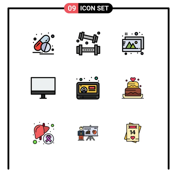 Universal Icon Symbols Group Modern Filledline Flat Colors Play Monitor — Stockový vektor
