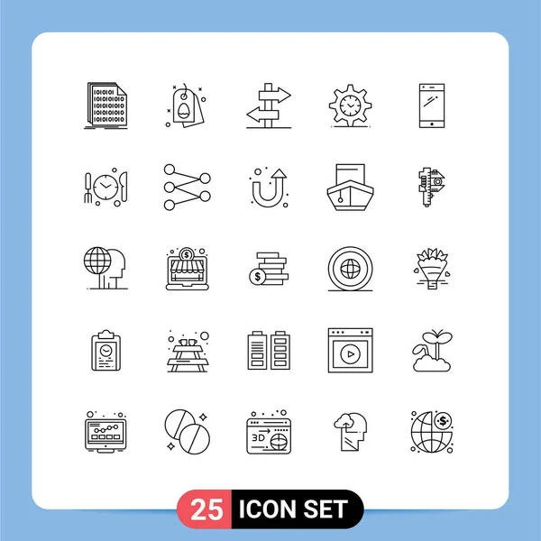 Set Modern Icons Symbols Signs Smart Phone Watch Nature Time — Stock Vector