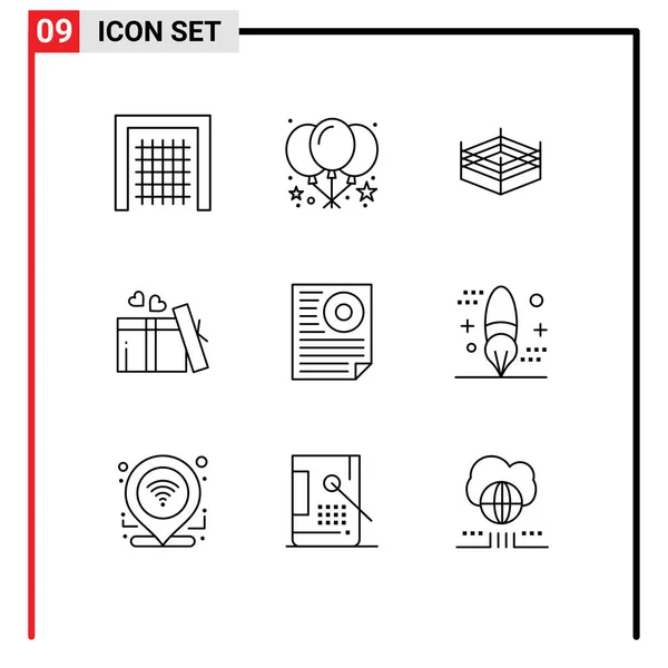 Stock Vector Icon Pack Mit Zeilenzeichen Und Symbolen Für Seite — Stockvektor