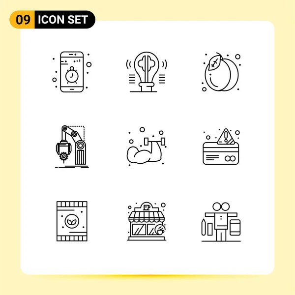 Creative Icons Modern Jelek Szimbólumok Mechanizmus Gyár Ötlet Automatizálás Nyáron — Stock Vector