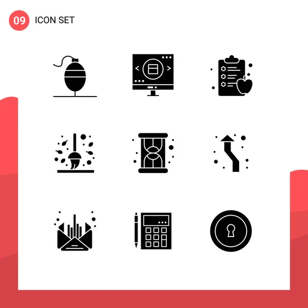 Universal Solid Glyphs Set Web Mobile Applications Loading Rake Apple — Stockový vektor