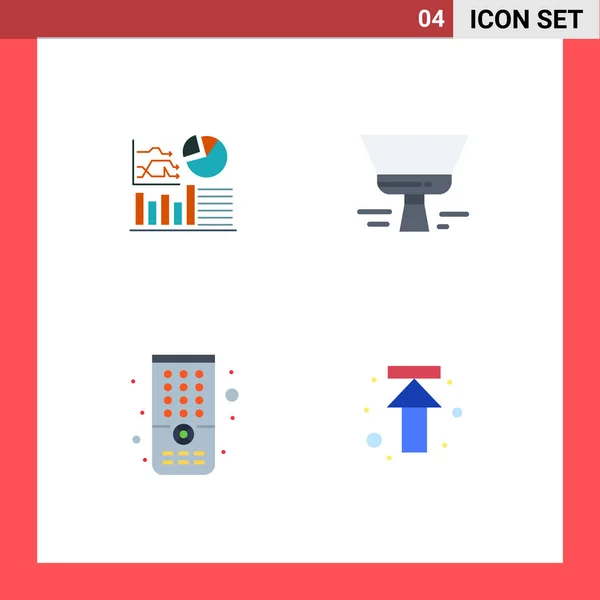 Flat Icon Pack Van Universele Symbolen Van Grafiek Remote Business — Stockvector