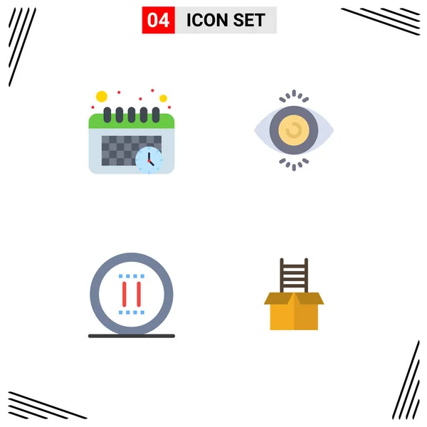 Set Van Commercial Flat Icons Verpakking Voor Kalender Pauze Oogtest — Stockvector