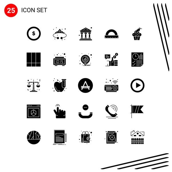 Paquete Iconos Vectoriales Signos Símbolos Línea Para Torta Regla Lujo — Vector de stock