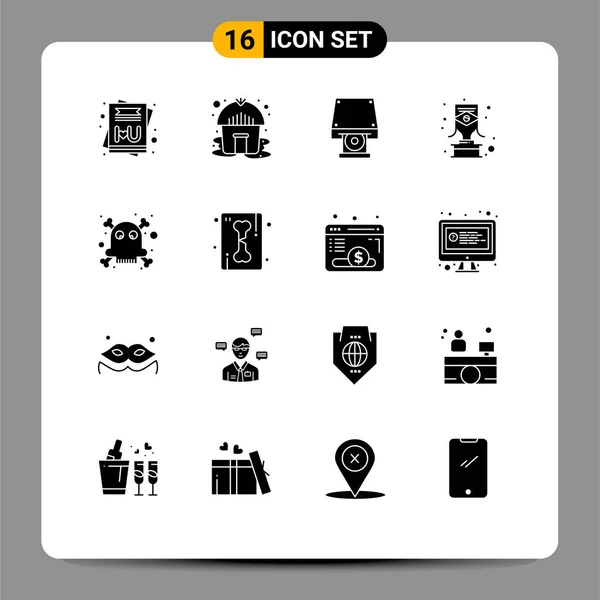 User Interface Solid Glyph Pacote Sinais Símbolos Modernos Osso Morte — Vetor de Stock