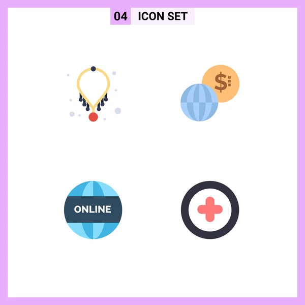Flat Icon Concept Websites Mobile Apps Accessories Online Necklace Markets — Stock Vector