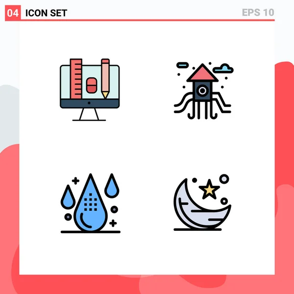 Set Modern Icons Symbols Signs Computer Design Pincil Play Ground — Stock Vector