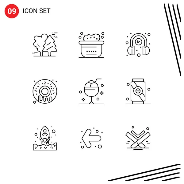 Universal Icon Symbols Group Modern Outlines Dessert Donut Clean Sweet — Vetor de Stock