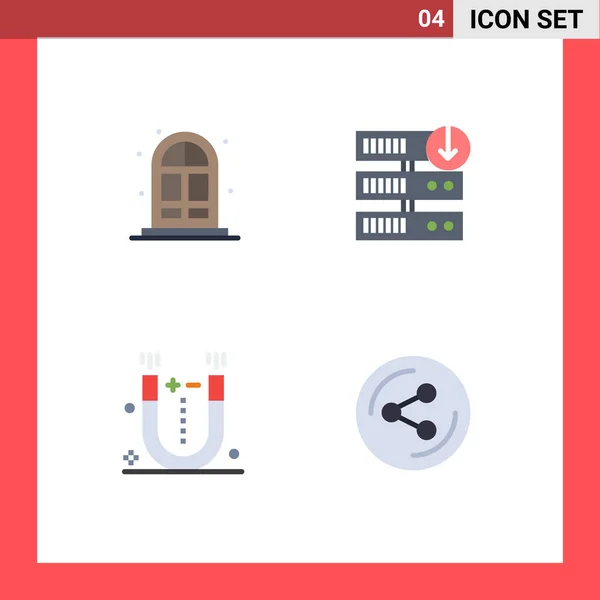 Vector Flat Icons Grid Home Physics Downgrade Server Download Share — 스톡 벡터