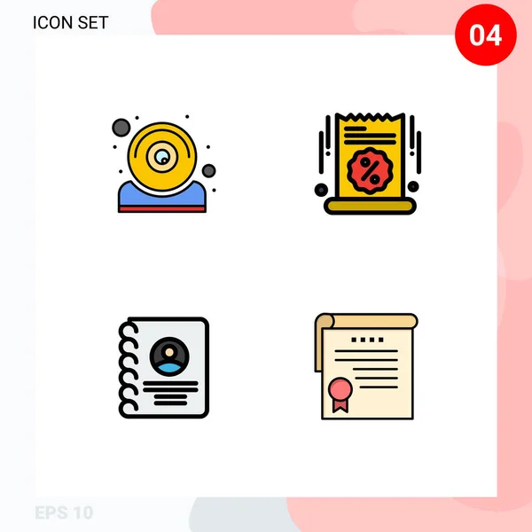 Set Dari Vector Filledline Flat Colors Grid Untuk Komputer Kontak - Stok Vektor